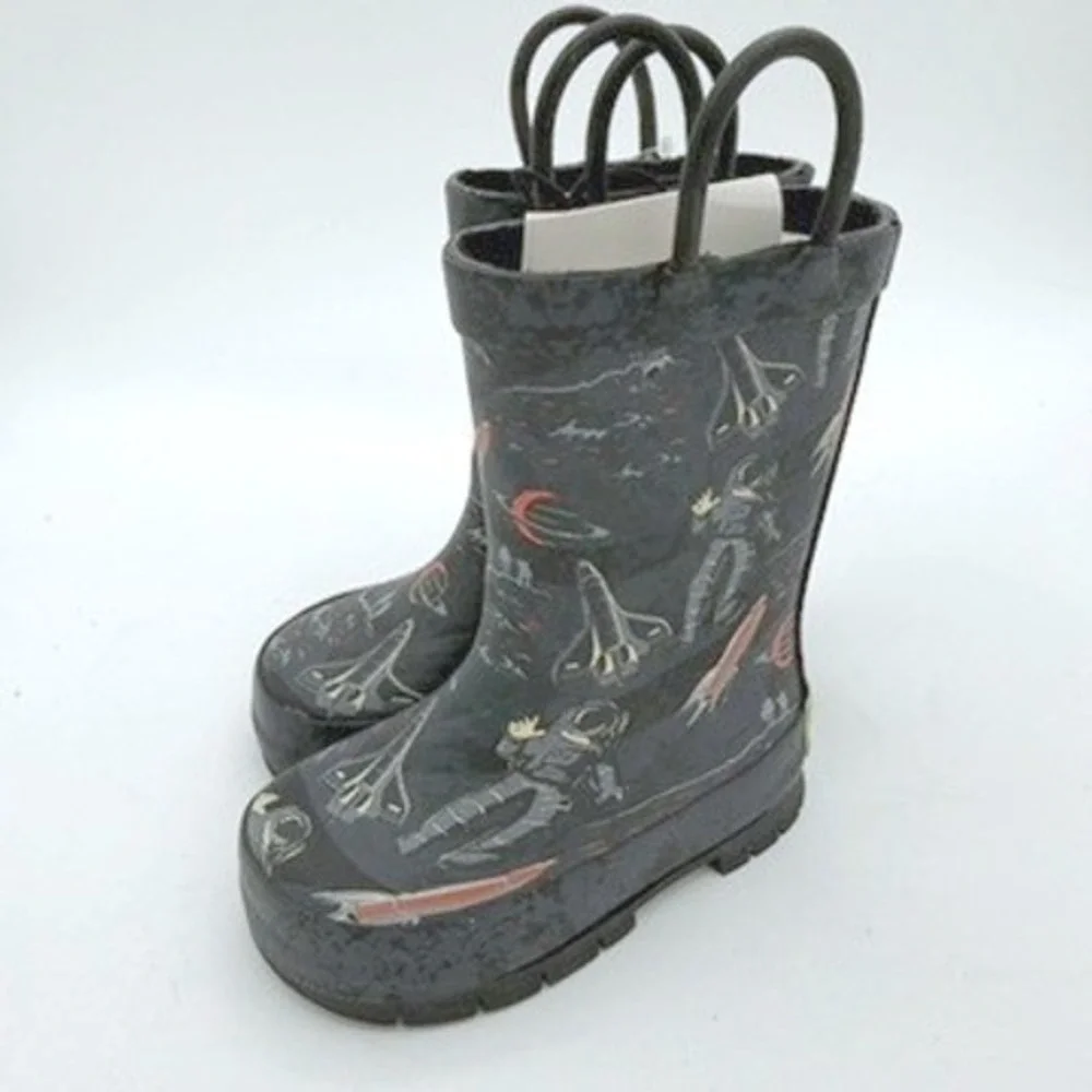Western Chief Space Tour Rain Boots Kids 5 Rubber Astronaut Galaxy Space NWT